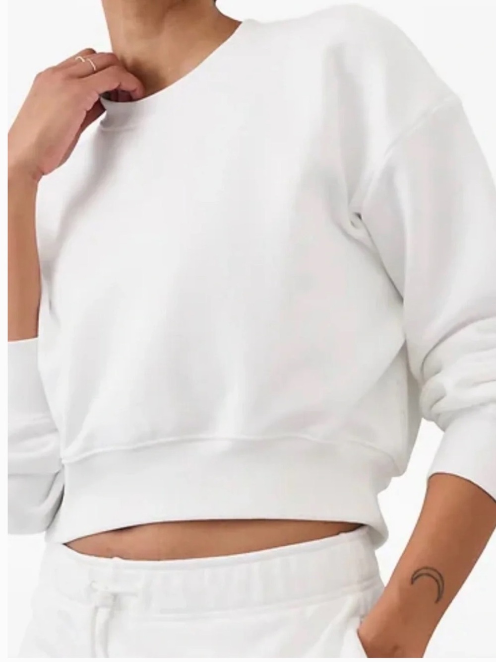 NWT Athleta Heavyweight Terry Ultra Crop Crew Sweatshirt | White | Size Large